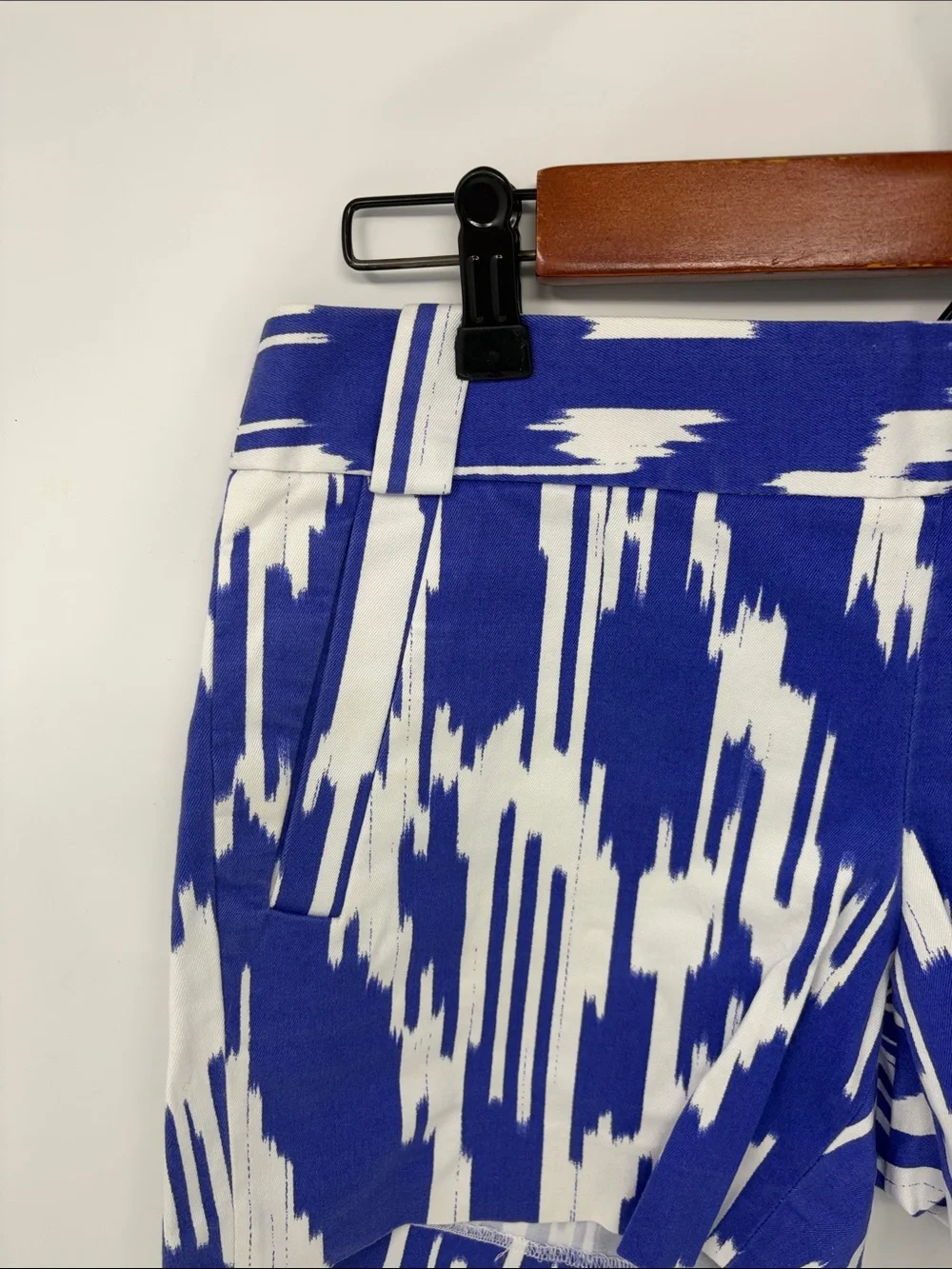 J. Crew Purple and White Abstract Print Flat Front Shorts Size 4